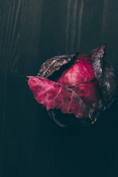 Top view of red cabbage on grey dark table — Stock Photo