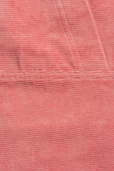 Elevated view of pink corduroy textile as background — Stock Photo