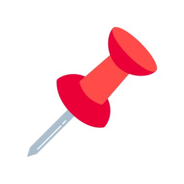 Office kırmızı renk yönetim kurulu pin simgesini işaret düz stil tasarım kağıt PIN vektör illüstrasyon izole beyaz arka plan üzerinde.