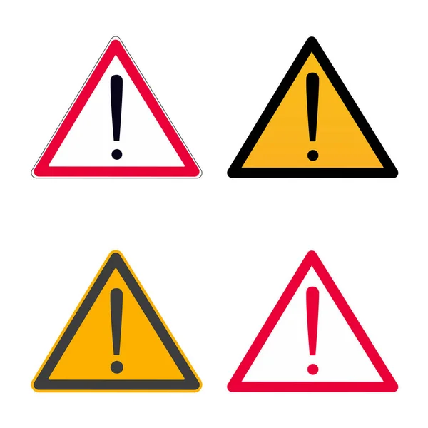 Attention Caution Danger Sign Icon Set Black Red Vesrions Exclamination — Stock Vector