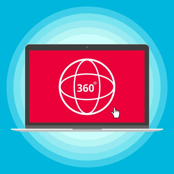 Ноутбук Иконкой 360 Градусов Экране Векторной Иллюстрацией Стиле Плоского Рисунка — стоковый вектор
