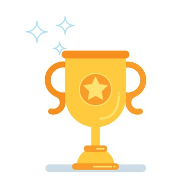 Ödül kupa bardak simgesini işaret düz stil vektör çizim beyaz arka plan üzerinde izole kazanmak