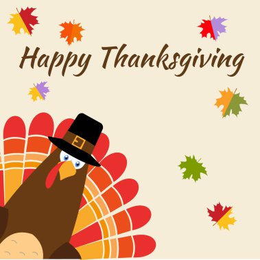 Şükran günü Türkiye'de hacı şapka, düz stil. Sevimli çizgi kartı