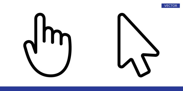Λευκό Βέλος Και Δάχτυλο Χέρι Δρομέα Δείκτη Στρογγυλεμένες Γωνίες Εικονίδια — Διανυσματικό Αρχείο