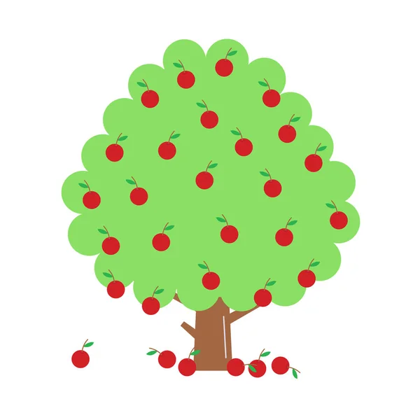 Frukt Träd Platt Stil Vektorillustration Isolerade Vit Bakgrund — Stock vektor