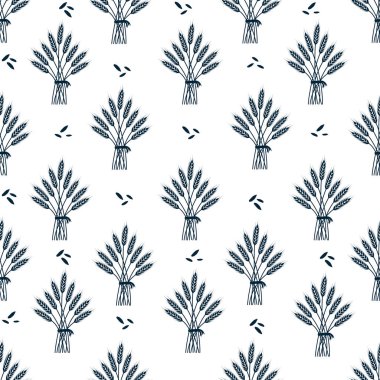  Beyaz arka plan düz stil tasarım vektör çizim üzerinde izole bütün tahıl ve tohum, organik, doğal arka plan ile Seamless modeli. Şerit yineleme deseni ile saman yığını