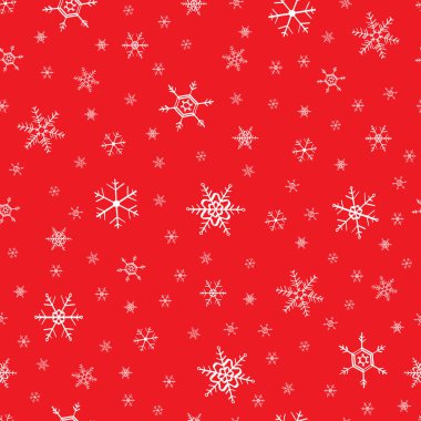Kesintisiz kar tanesi kırmızı beyaz desen vektör çizim