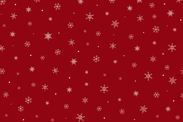 Kerstkaart Sneeuwvlokken Vallende Witte Sneeuw Achtergrond Vectorillustratie Vrolijk Kerstfeest Gelukkig — Stockvector