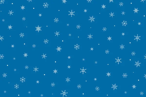 Kerstkaart Sneeuwvlokken Vallende Witte Sneeuw Achtergrond Vectorillustratie Vrolijk Kerstfeest Gelukkig — Stockvector