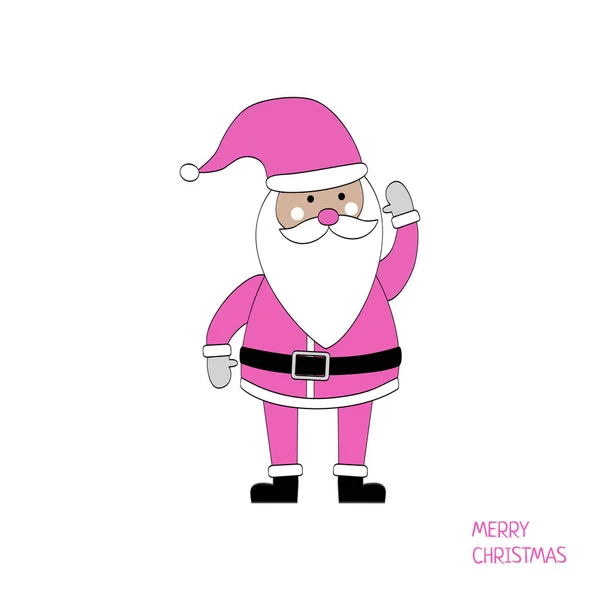 Pink Santa Claus White Background Retro Vector Illustration Merry Christmas — Stock Vector