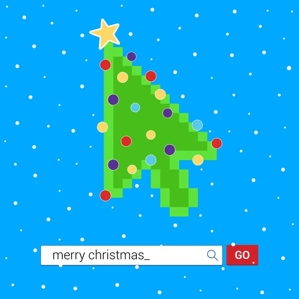 Search Bar Text Merry Christmas Button Christmas Tree Hand Cursor — Stock Vector