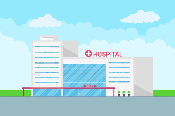 Paisagem Hospital Edifício Conceito Médico Flat Styledesign Fundo Panorâmico Com — Vetor de Stock