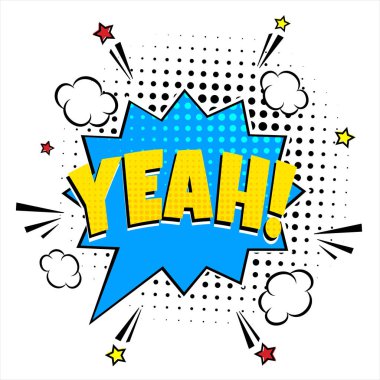 Evet yazı komik! konuşma balonu çizgi roman tarzı düz tasarım içinde. Dinamik retro vintage pop sanat vektör illüstrasyon izole beyaz arka plan üzerinde. Ünlem işareti Oh Evet!
