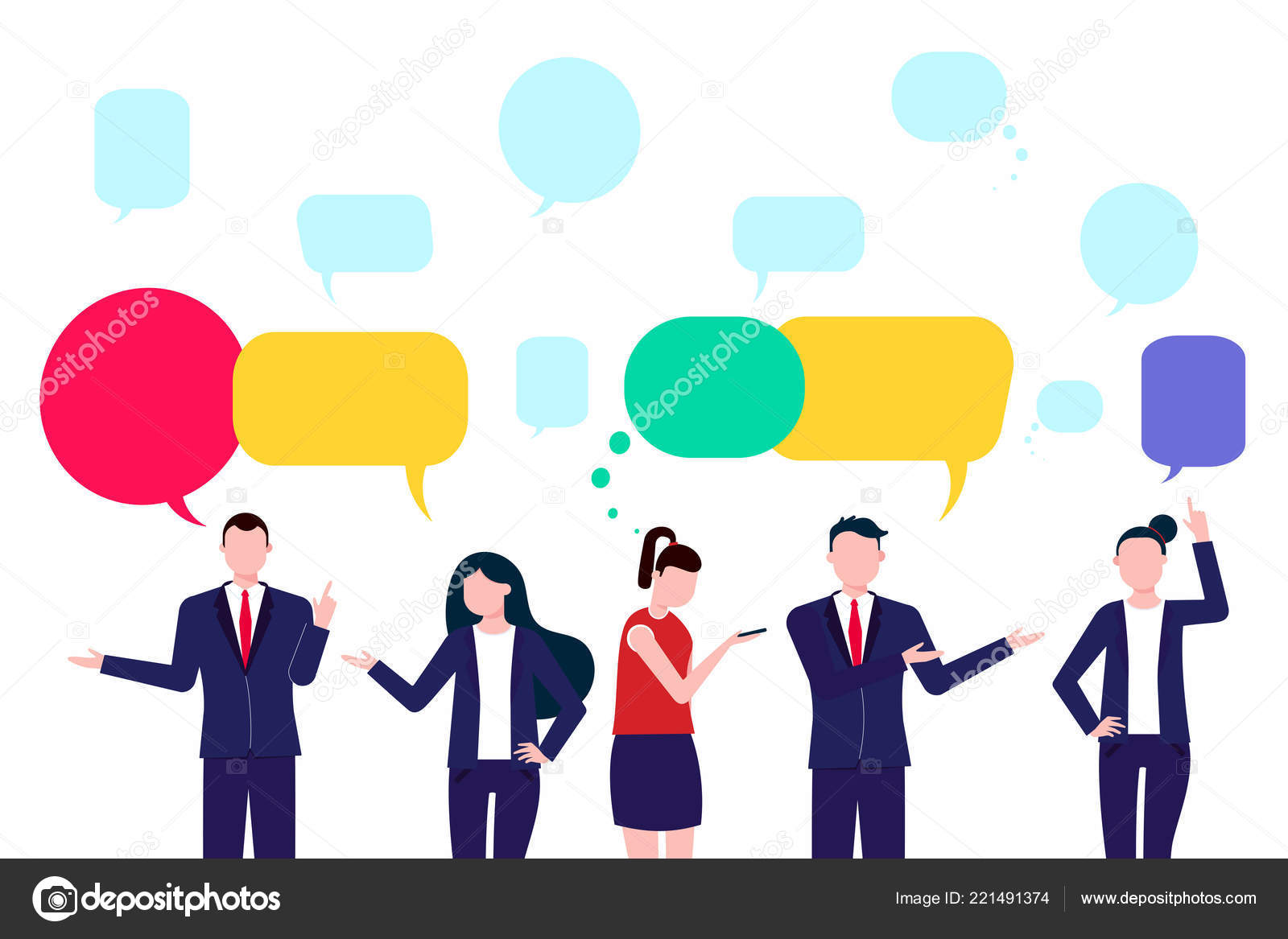 Businessmen Social Conversation Network Discuss Social Network Chat  Dialogue Chat Stock Vector by ©MironovKonstantin 221491374