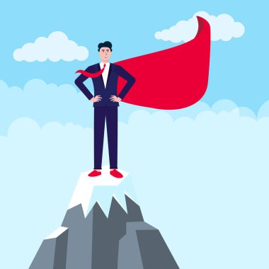 İşadamı tırmanmak dağın, lider elde etmek amacı ile çabalarını. İş kavramı liderlik ve takım çalışması.