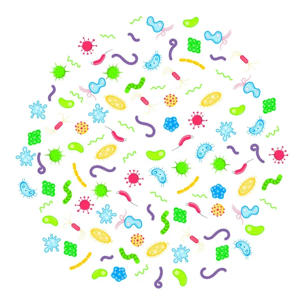 Microorganismes Bactériens Les Germes Les Virus Motif Cercle Coloré Virus — Image vectorielle