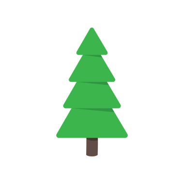 Noel ağacı köknar düz stil tasarım simgesini işaret illüstrasyon vektör. Beyaz arka plan üzerinde izole aile xmas tatil kutlaması sembolü. Bayram için basit şekli. Mutlu Noeller, mutlu yeni yıl