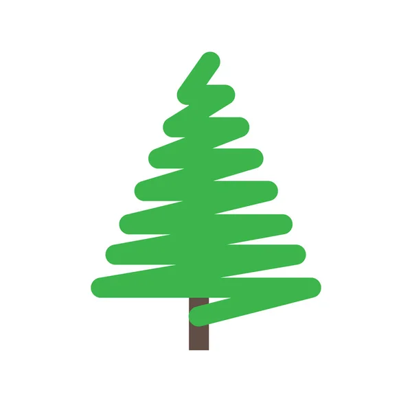 Weihnachtsbaum Tanne Flachen Stil Design Ikone Zeichen Vektor Illustration Symbol — Stockvektor