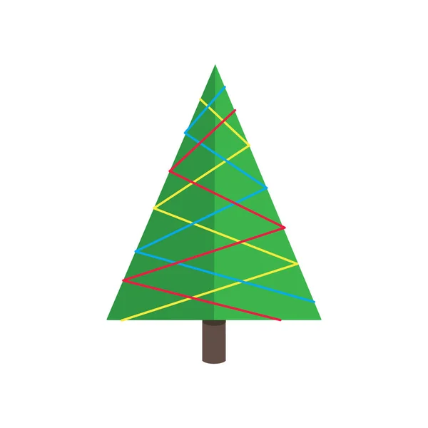 Christmas Tree Fir Flat Style Design Icon Sign Vector Illustration — Stock Vector