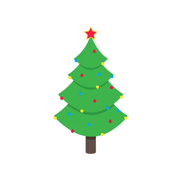 Karácsonyfa Fenyő Lapos Stílusú Design Ikon Jel Vektor Illusztráció Családi — Stock Vector