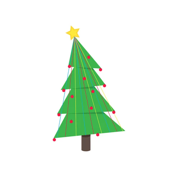 Karácsonyfa Fenyő Lapos Stílusú Design Ikon Jel Vektor Illusztráció Családi — Stock Vector