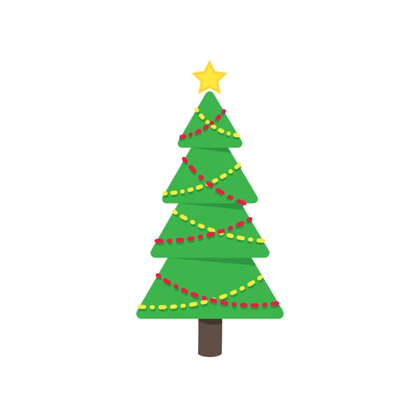 Árbol Navidad Abeto Diseño Estilo Plano Icono Signo Vector Ilustración — Archivo Imágenes Vectoriales