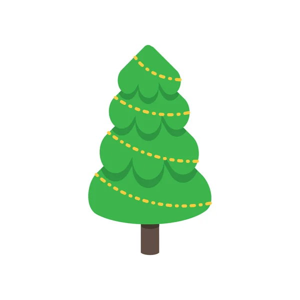 Kerstboom Fir Vlakke Stijl Ontwerp Pictogram Teken Vector Illustratie Symbool — Stockvector