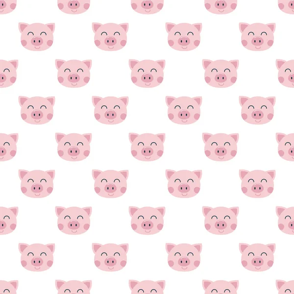 2019 Porc Sans Couture Conception Style Plat Illustration Vectorielle Motif — Image vectorielle
