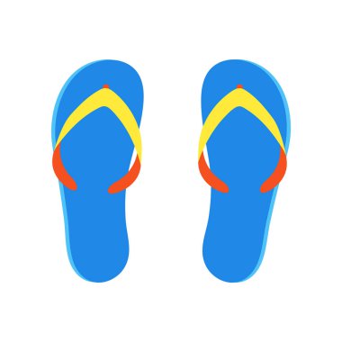 Plaj terlikleri flop düz stil tasarım vektör illüstrasyon izole beyaz arka plan simgesini işaret üstünde fiske vurmak. Yaz plaj sandalet ayakkabı.