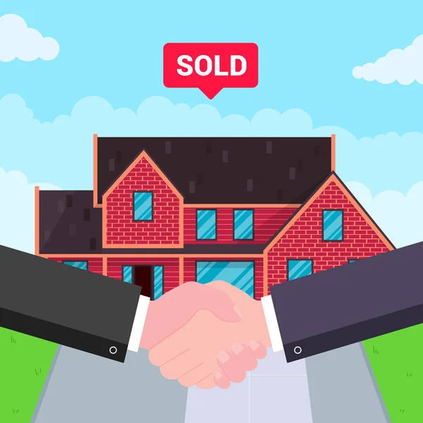 Vásárlás Ház Eladó Két Kezét Rázva Nagy Mennyiség Megállapodás Lapos — Stock Vector