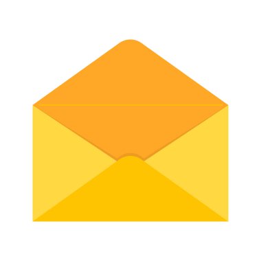 Açık altın sarı zarf mektup simgesini işaret düz stil tasarım vektör illüstrasyon izole beyaz arka plan üzerinde.