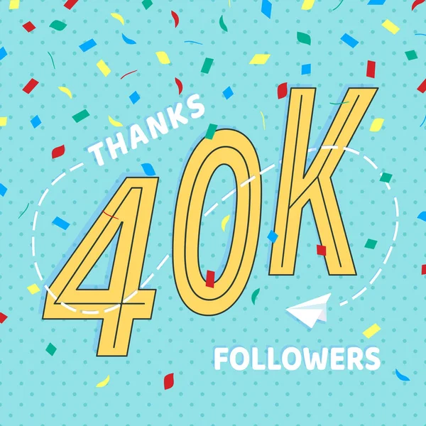 Merci 40000 Numéros Followers Carte Postale Félicitations Design Style Plat — Image vectorielle