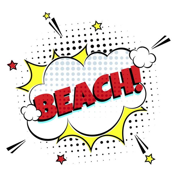 Comic Lettering Beach Speech Bubbles Comic Style Flat Design Inglés — Vector de stock