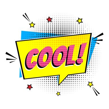 Yaz konuşma içinde yazı komik kabarcıklar çizgi roman tarzı düz tasarımı. Beyaz arka plan üzerinde izole dinamik Pop Art vektör çizim. Çizgi roman tarzı Pop sanat ses ifade ünlem kavramı.