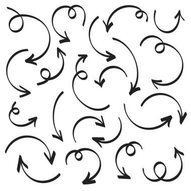 Siyah el çizilmiş ok düz stil tasarlamak vektör beyaz arka planda izole