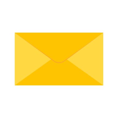 Altın sarı zarf mektup simgesini işaret düz stil tasarım vektör çizim beyaz arka plan üzerinde izole kapalı.