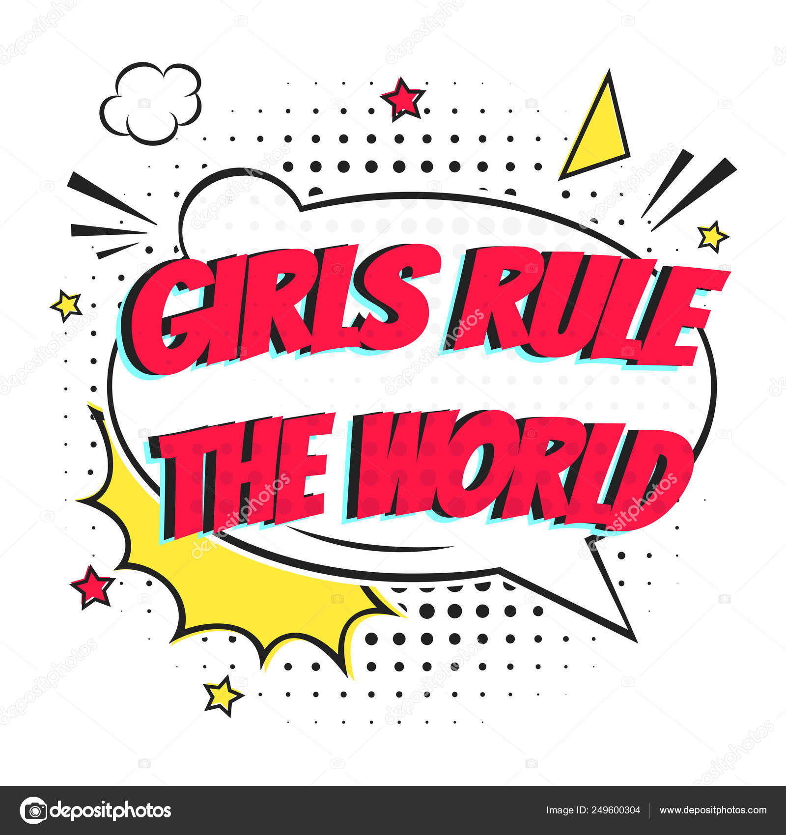 Download Comic Lettering Girls Rule Speech Bubbles Comic Style Flat Design Vector Image By C Mironovkonstantin Vector Stock 249600304