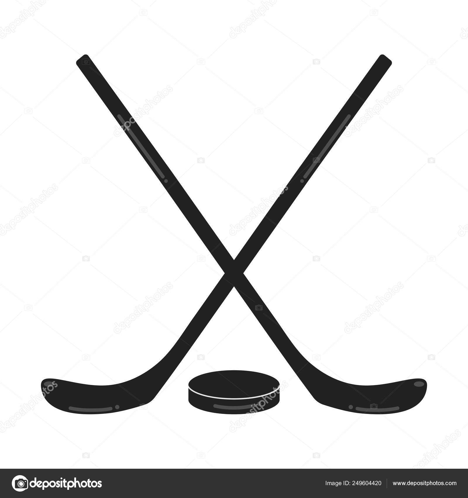 Download Two Black Hockey Sticks Puck Flat Style Design Composition ...