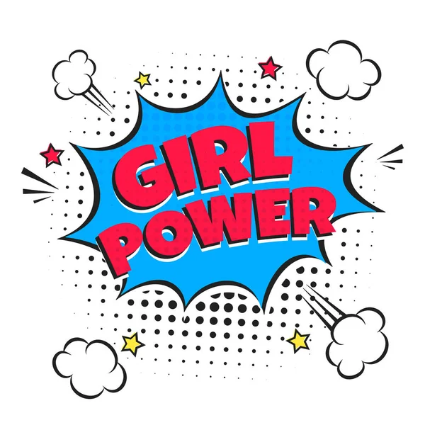 Lettrage Girl Power Speech Bubbles Comic Style Flat Design Illustration — Image vectorielle