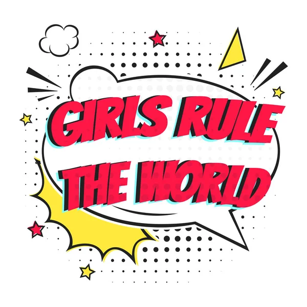 Lettrage Girls Rule Speech Bubbles Comic Style Flat Design Illustration — Image vectorielle