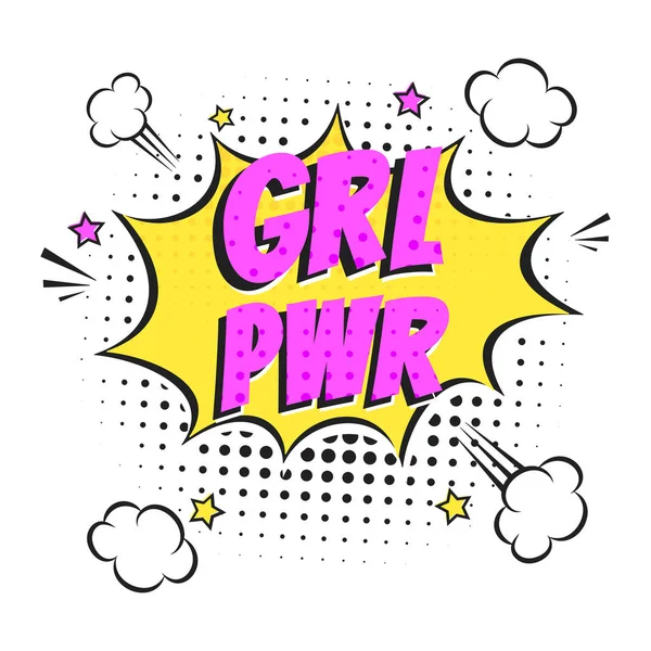 Lettrage Grl Pwr Dans Les Bulles Parole Style Design Plat — Image vectorielle