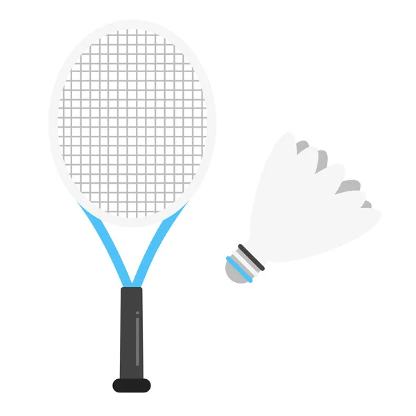 Raquette Badminton Navette Style Plat Vectoriel Illustration Signes Isolés Sur — Image vectorielle