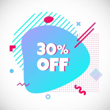 Modern sıvı soyut özel teklif fiyat işareti 30% Indirim boşluk degrade çizim metin renk sembol tasarlamak vektör düz şekil 
