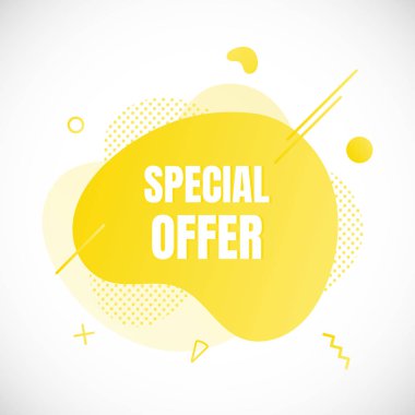 Modern sıvı soyut özel teklif fiyat işareti Özel Teklif metin gradyan düz stil tasarım sıvı vektör renkli vektör illüstrasyon afiş basit şekil reklam büyük satış veya temizleme sembolü 