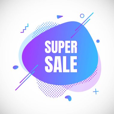 Modern sıvı soyut özel teklif fiyat işareti süper Çizim metin renk renkli sale sembol stil tasarlamak vektör düz şekil.
