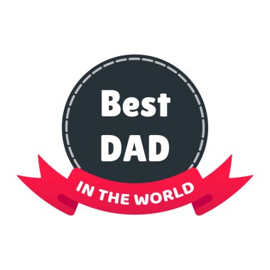 Beyaz arka plan web afiş elemanları izole metin ve şeritler vektör illüstrasyon düz stil tasarımı ile en iyi baba ödülü.