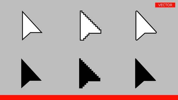 Άσπρο Και Μαύρο Pixel Και Χωρίς Pixel Δρομέα Ποντίκι Σύμβολα — Διανυσματικό Αρχείο