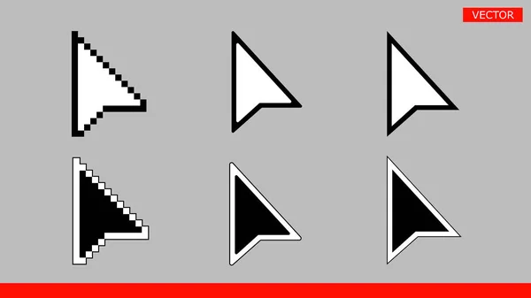 Άσπρο Και Μαύρο Pixel Και Χωρίς Pixel Δρομέα Ποντίκι Σύμβολα — Διανυσματικό Αρχείο