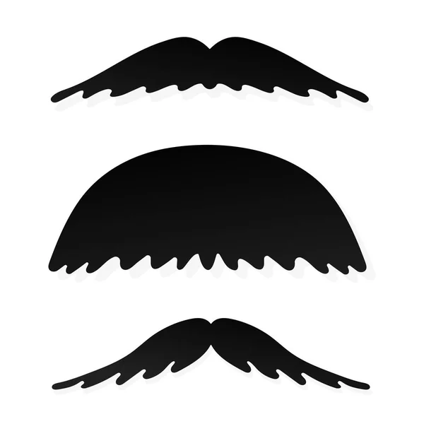 Starke Mann Schnurrbart Flachen Stil Zeichen Gesetzt Vektorillustration Isoliert Auf — Stockvektor