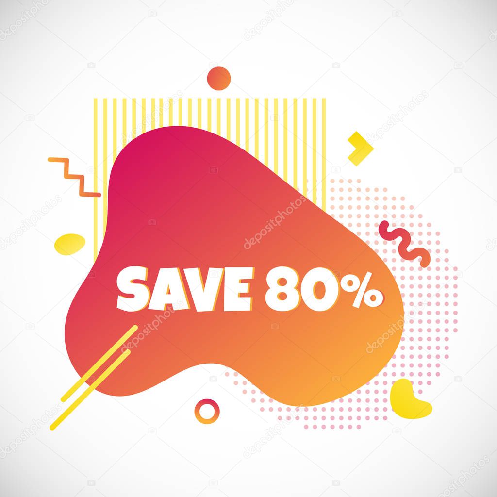 Modern liquid abstract special offer price sign CLEARANCE text gradient flat style design fluid vector colorful vector illustration banner simple shape advertising big sale or clearance symbol.
